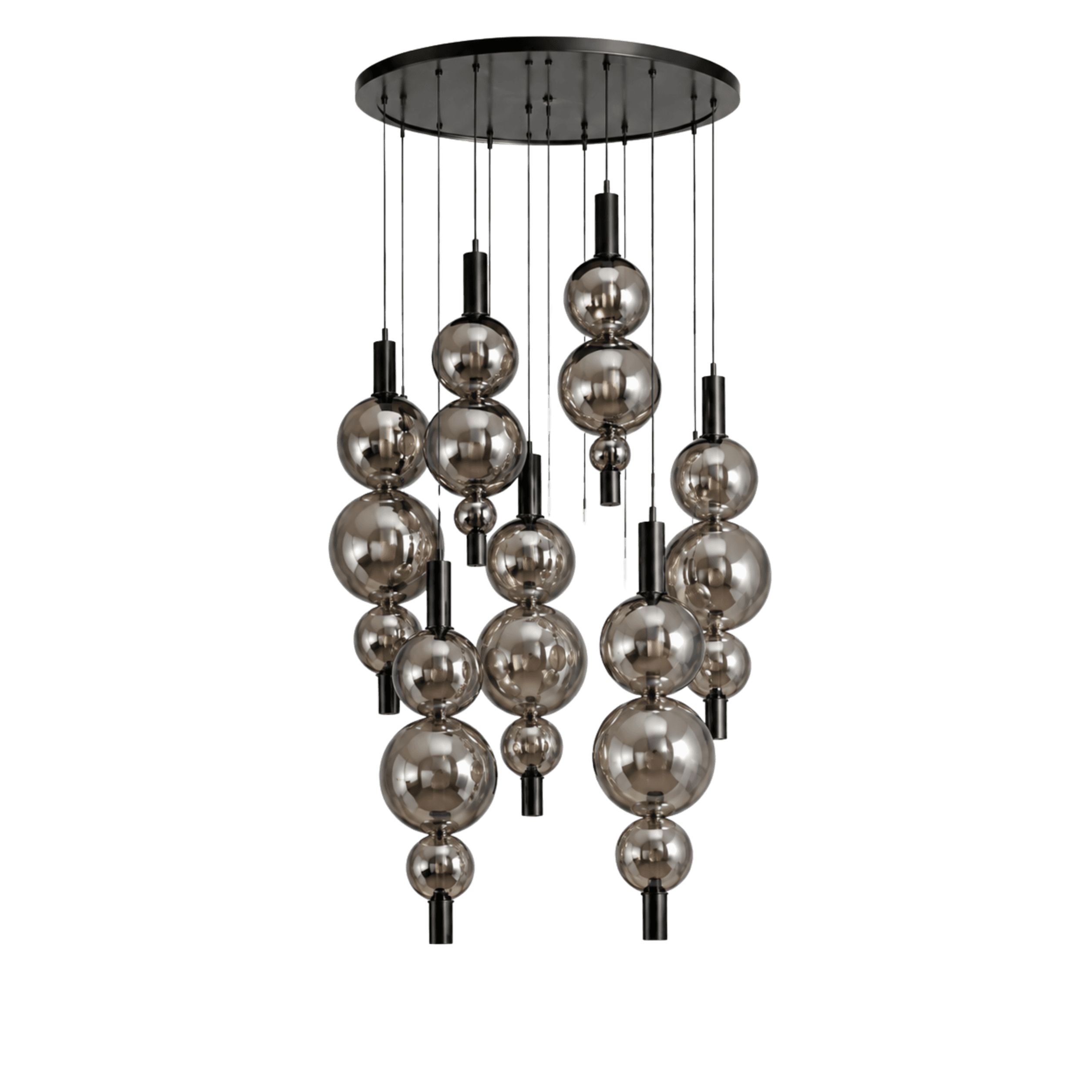 Gilded Smoke Orb Cluster Chandelier Light