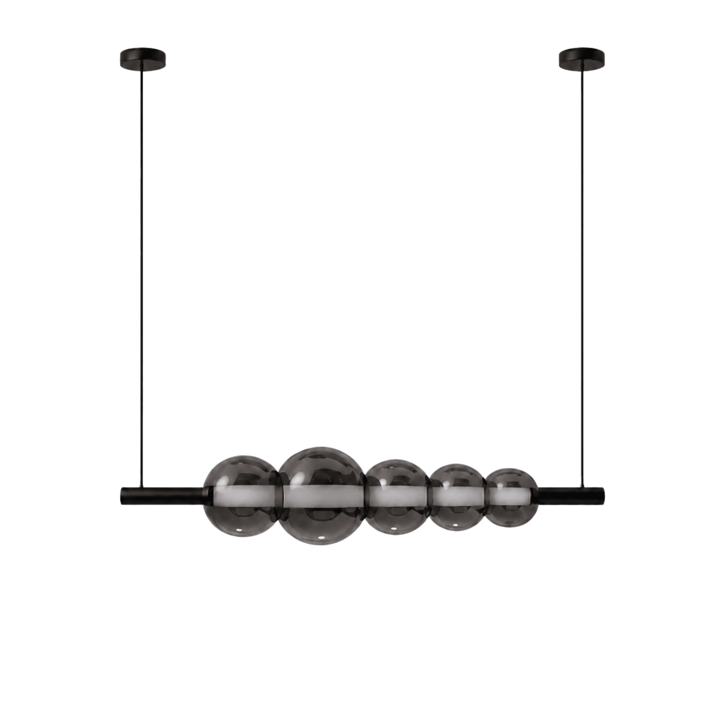 Smoked Bubble Bar Linear Chandelier Light