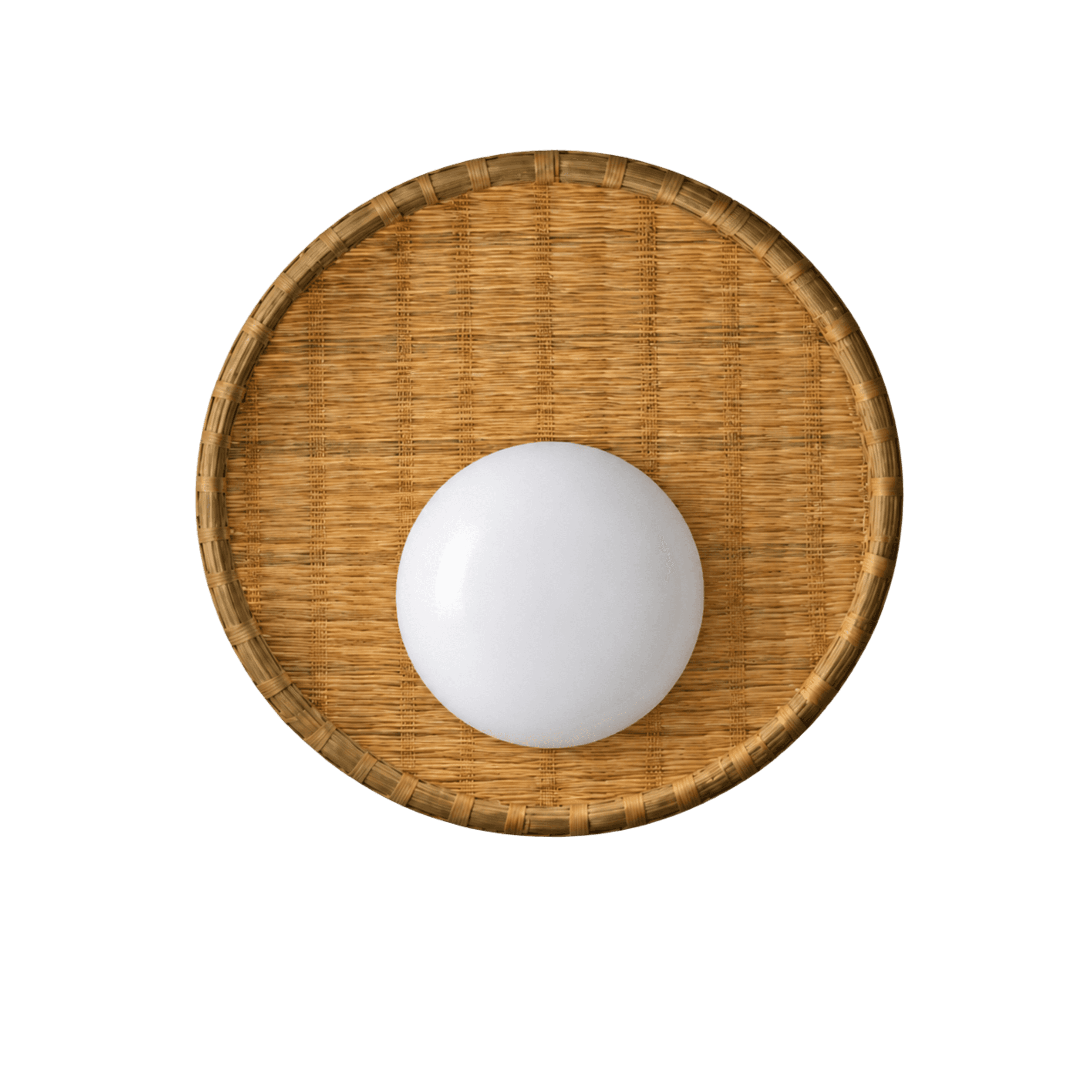 Round Woven Cane Wall Light