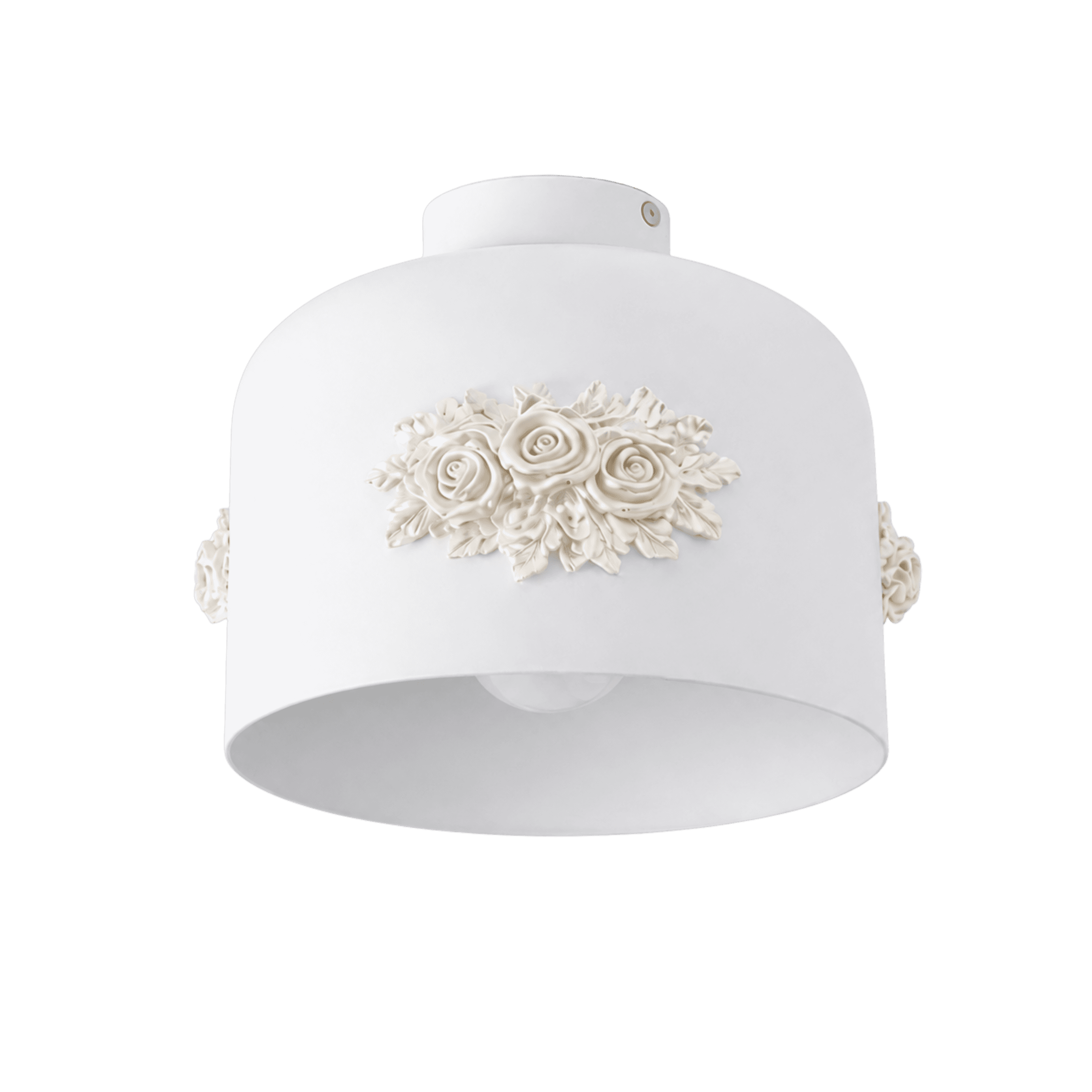 LitMeUp Floral Metal Drum Ceiling Light with Rose Detailing
