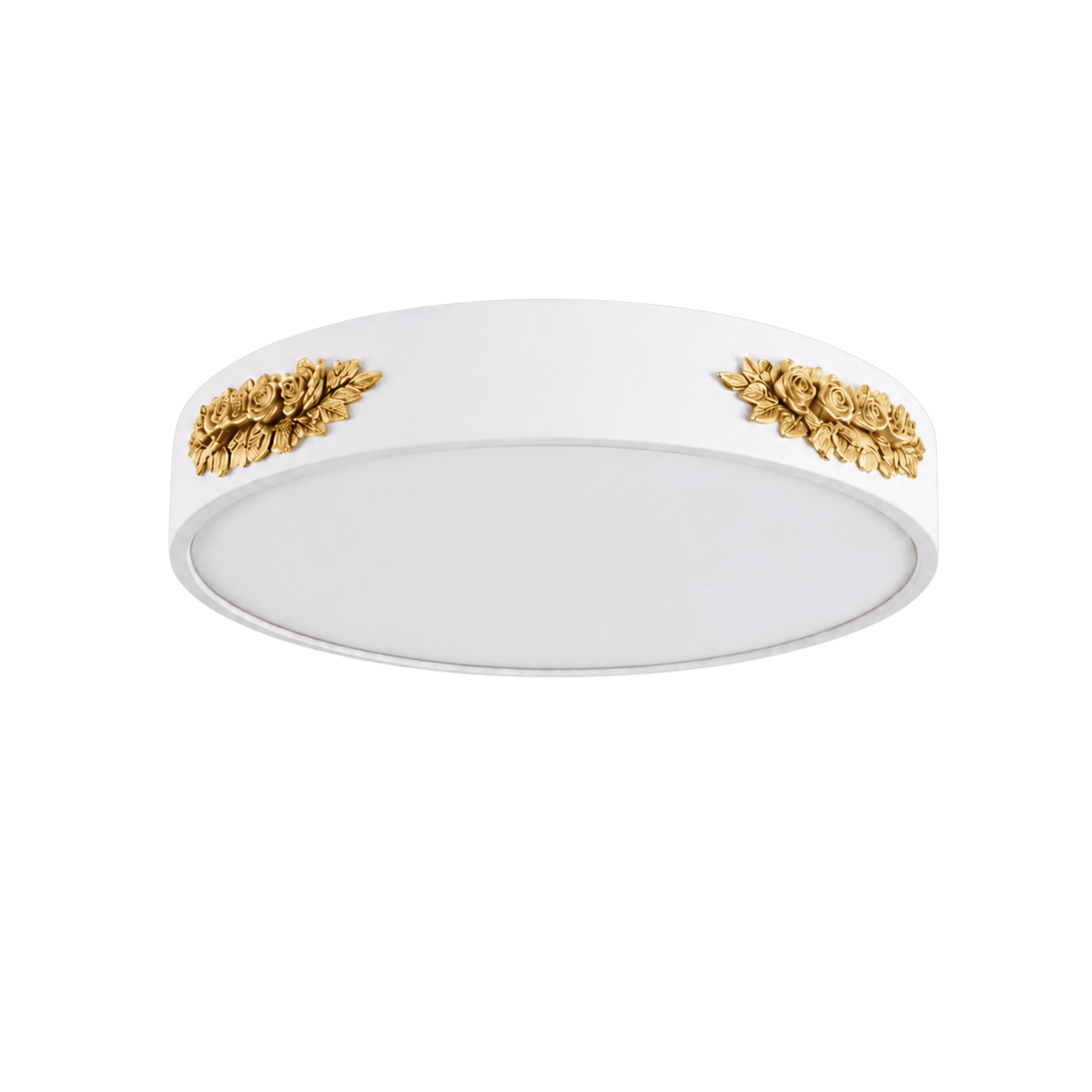 LitMeUp Floral Drum Ceiling Light with Gold Rose Accents