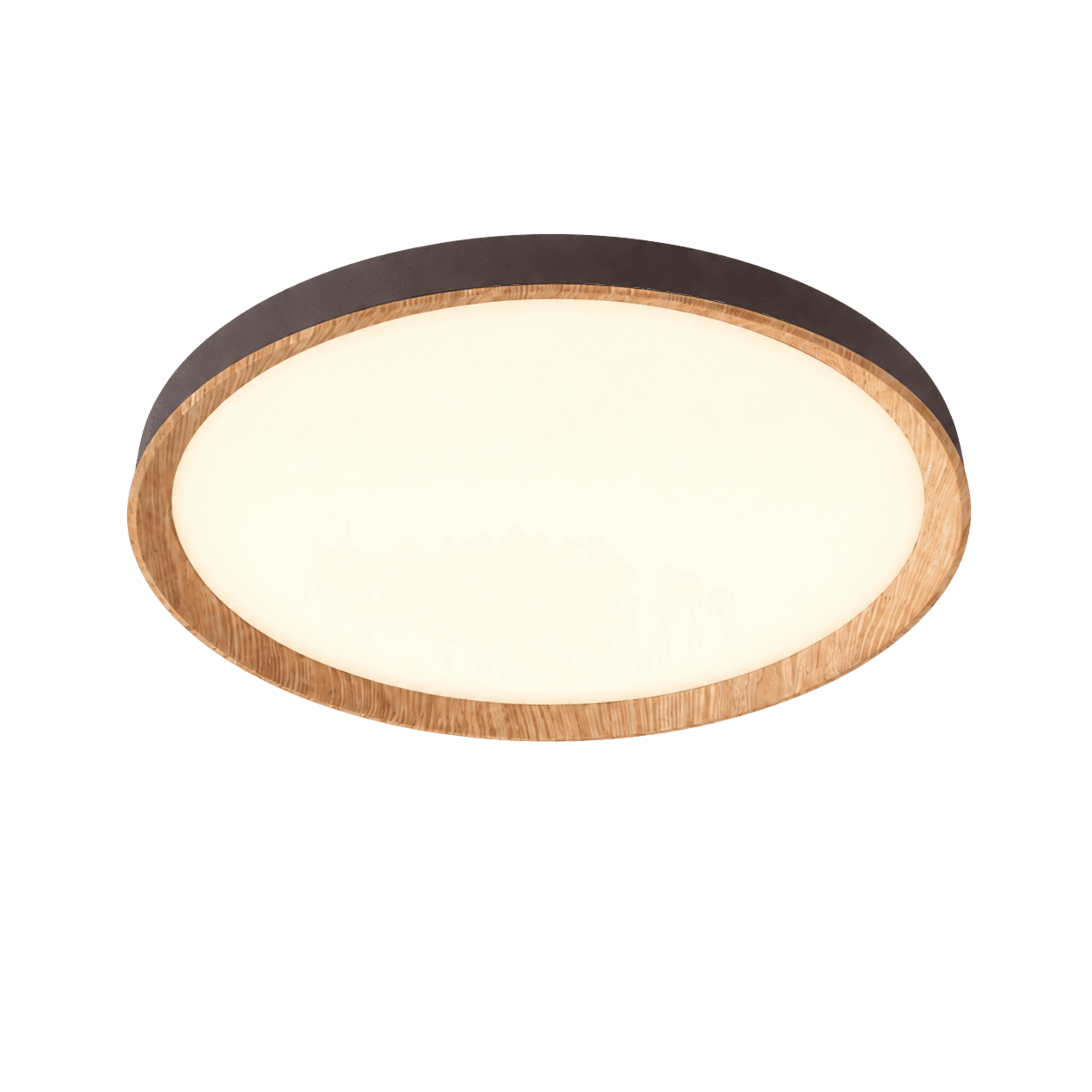 LitMeUp Round LED Ceiling Light in Grey with Wood-Finish Trim