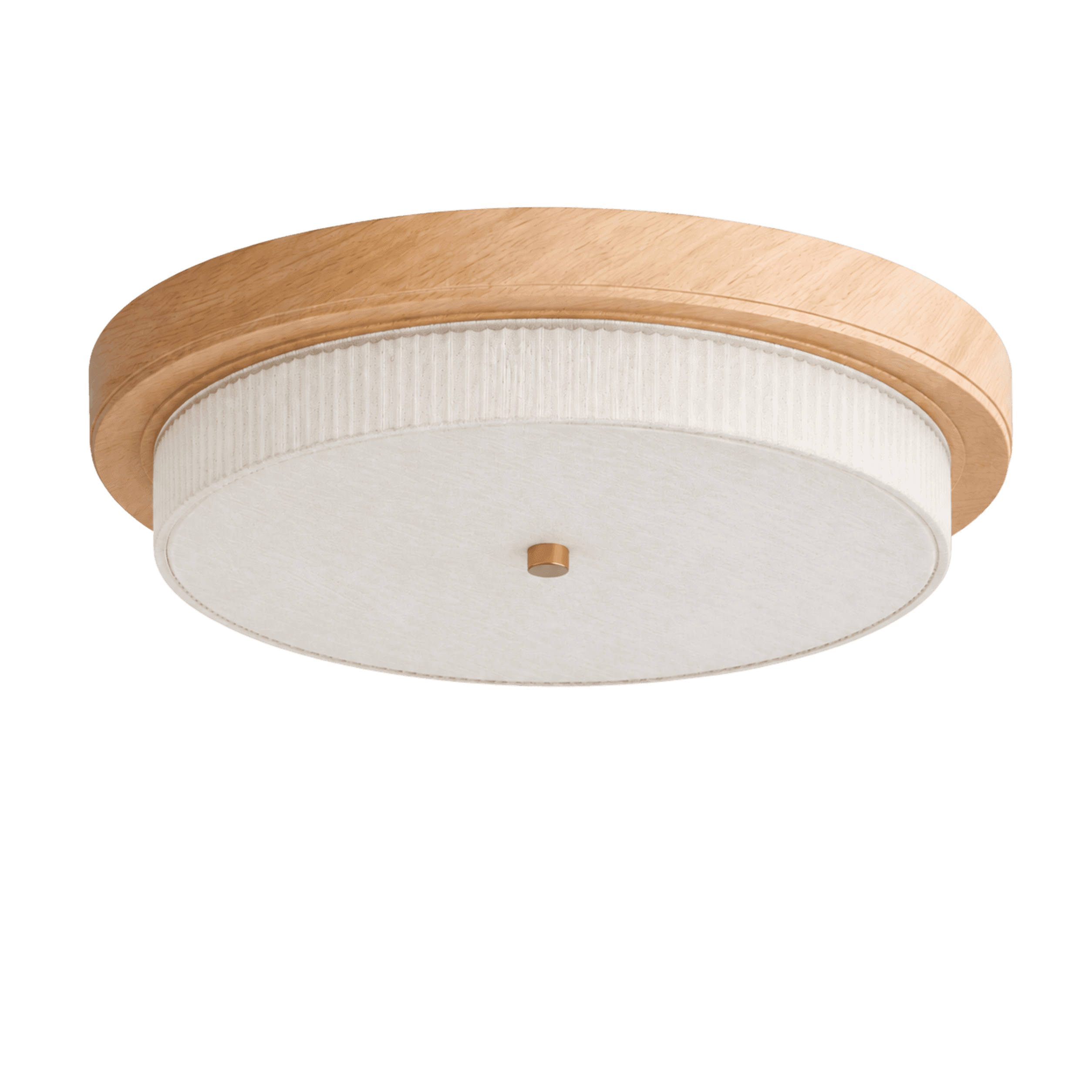 LitMeUp Round Wood-Effect LED Ceiling Light with Ribbed Glass