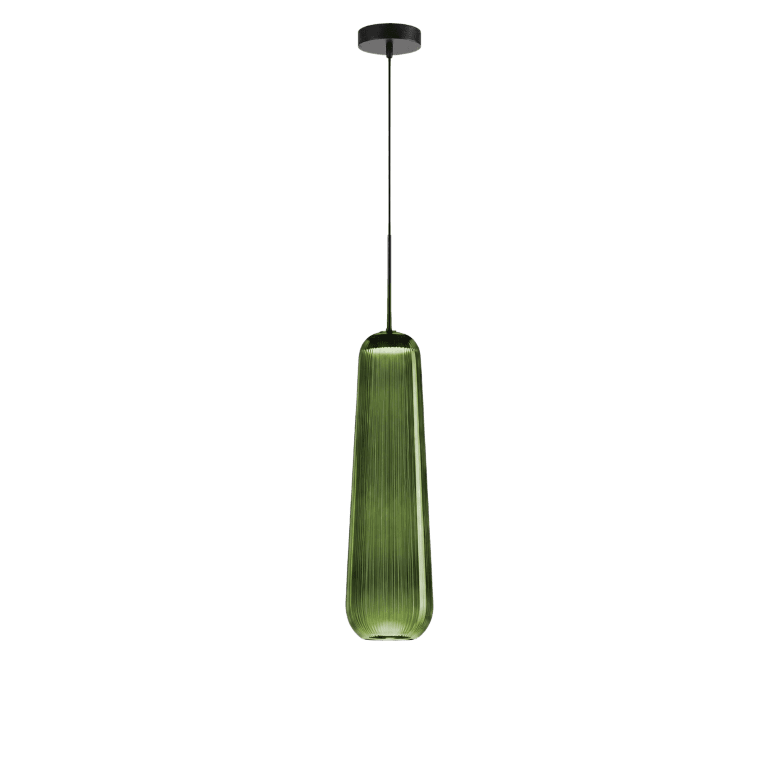 Ribbed Elongated Glass Teardrop Pendant Light