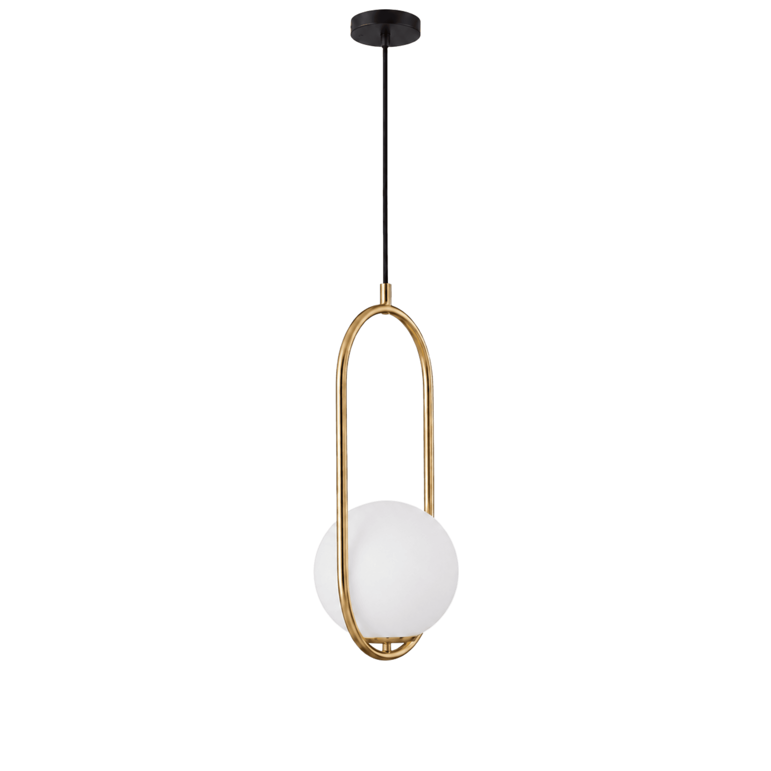 Aria Pendant Light — Gold Oval Frame with Glass Globe