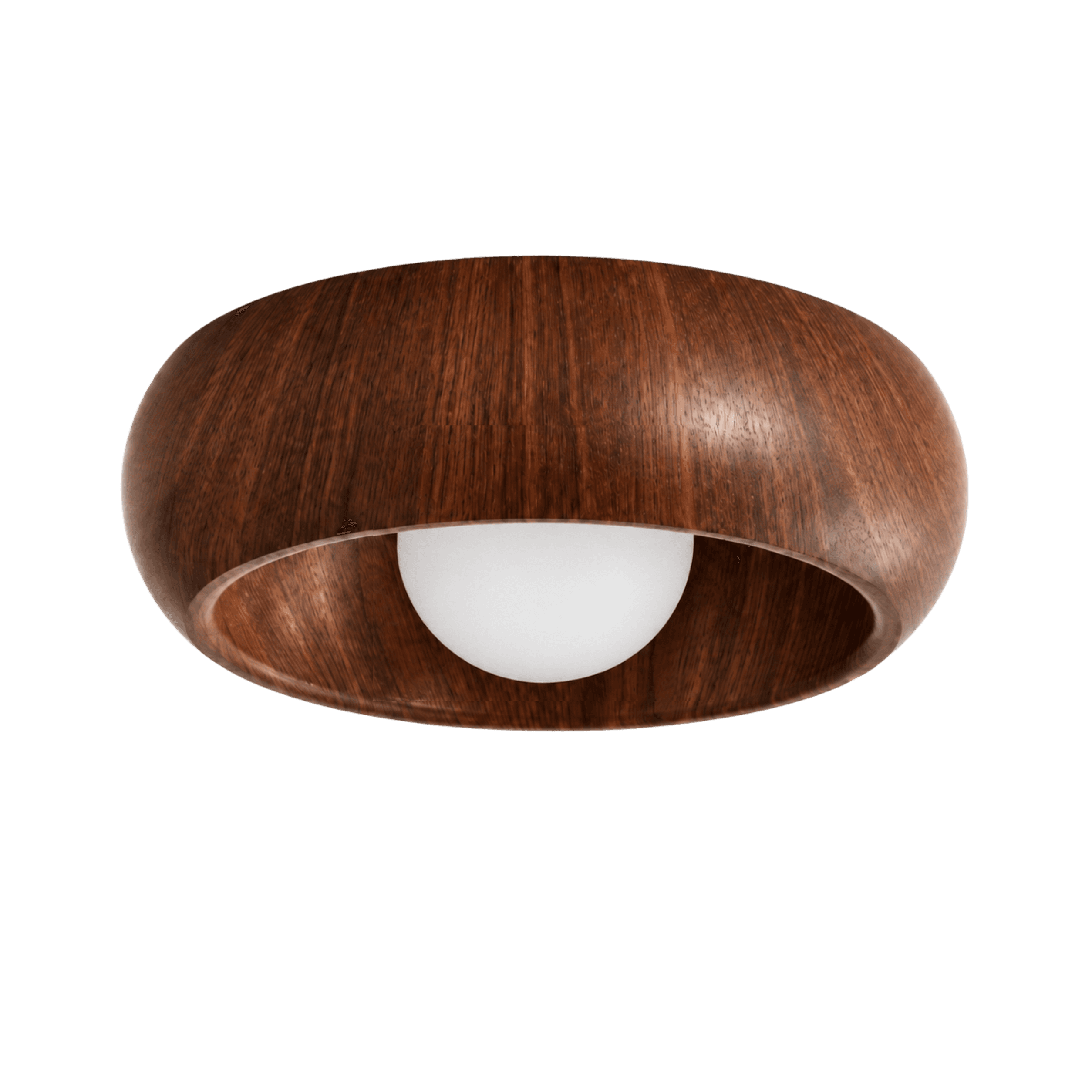 LitMeUp Round Walnut-Finish LED Ceiling Light 