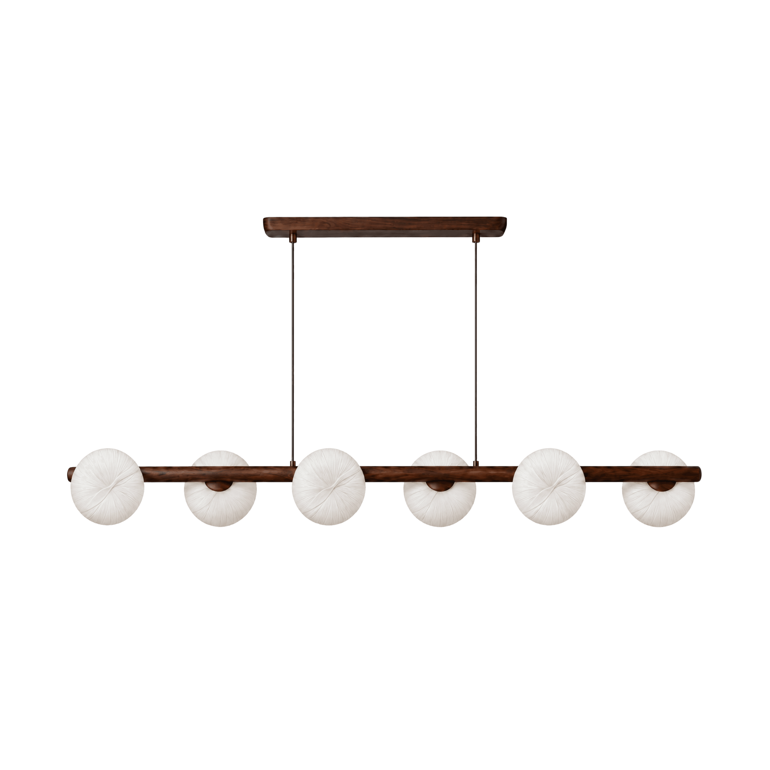 LitMeUp Ceramic Linear LED Chandelier Light in Walnut and White