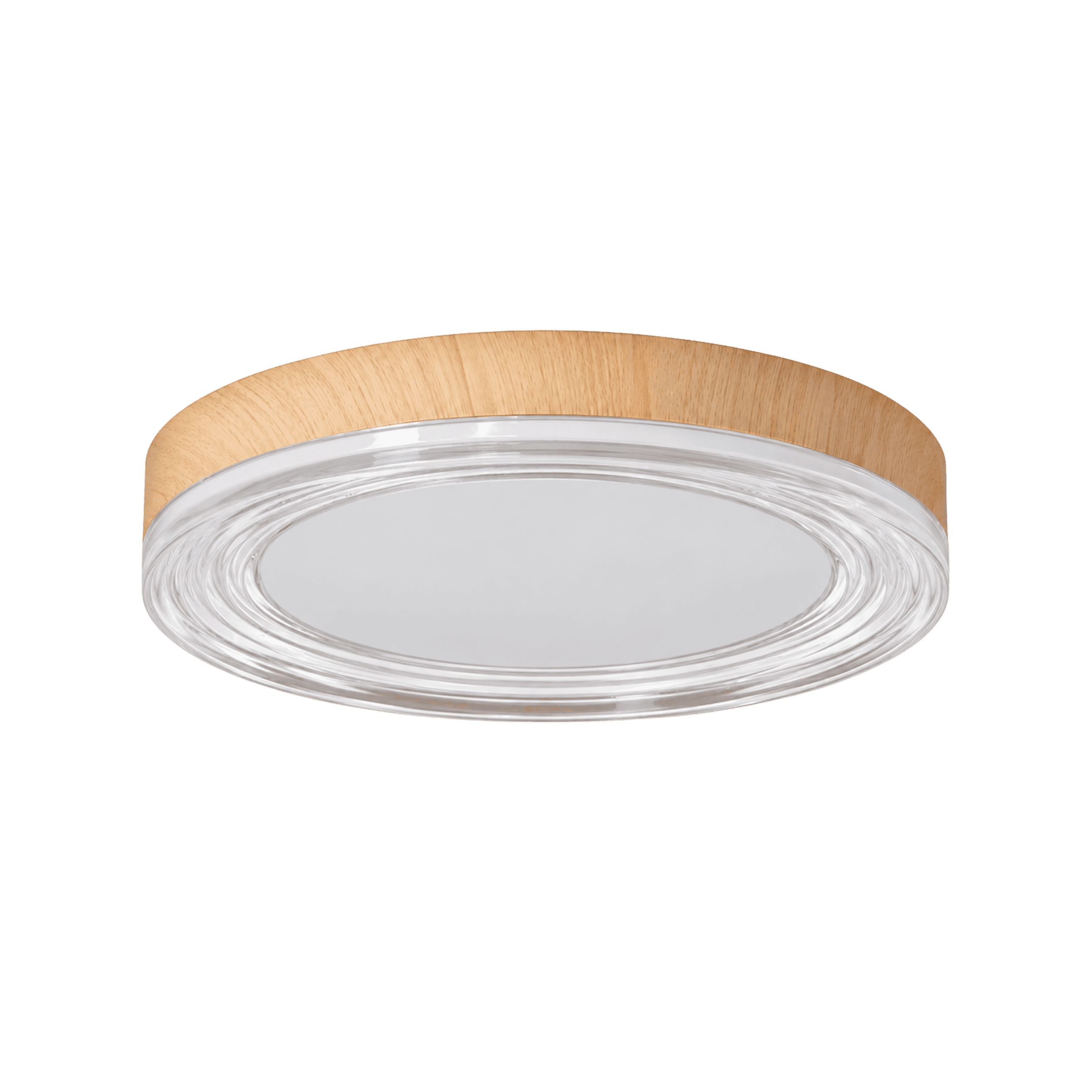 LitMeUp Round White and Wood-Effect LED Ceiling Light with Ring Detailing