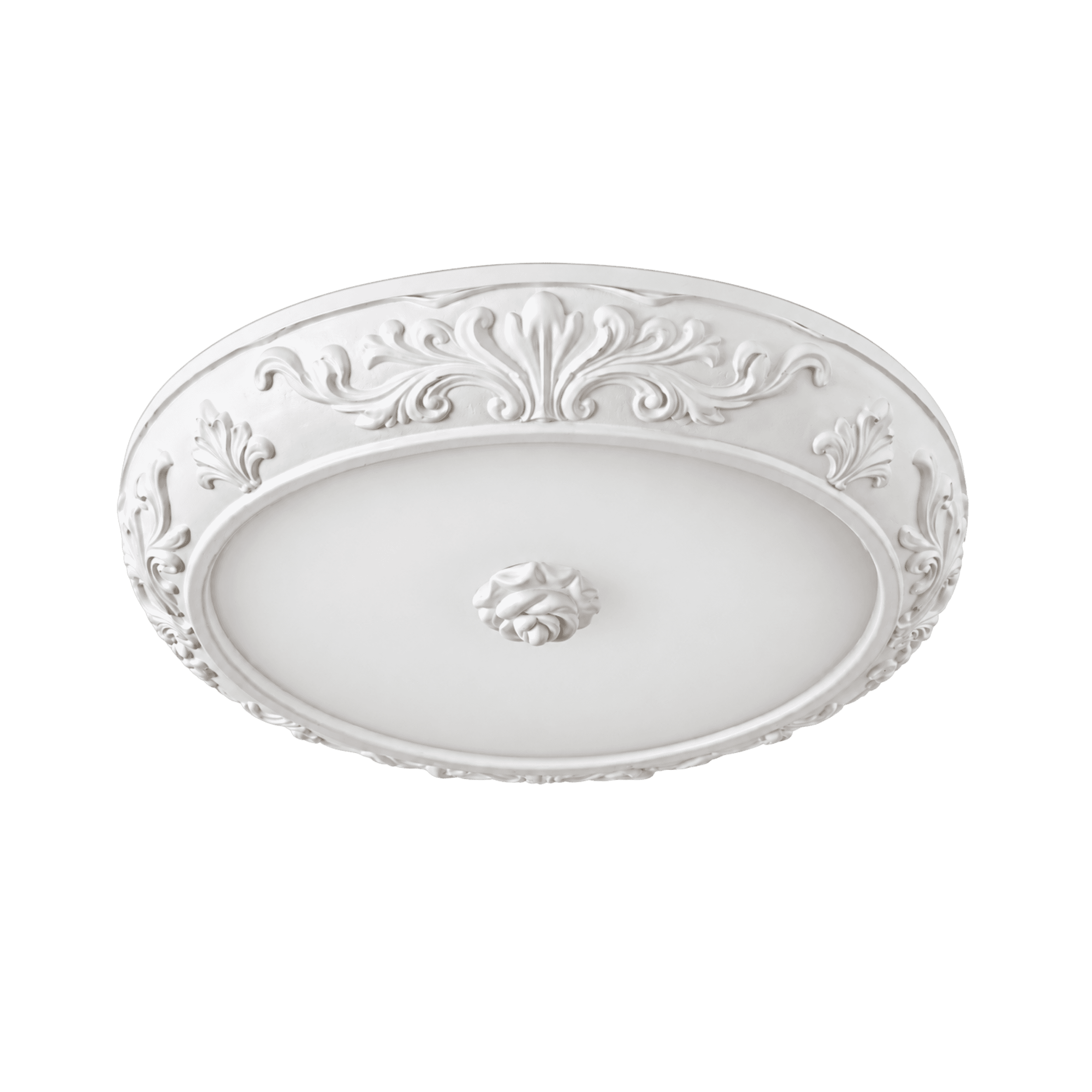LitMeUp White Ornate LED Ceiling Light with Scrollwork and Rose Detail