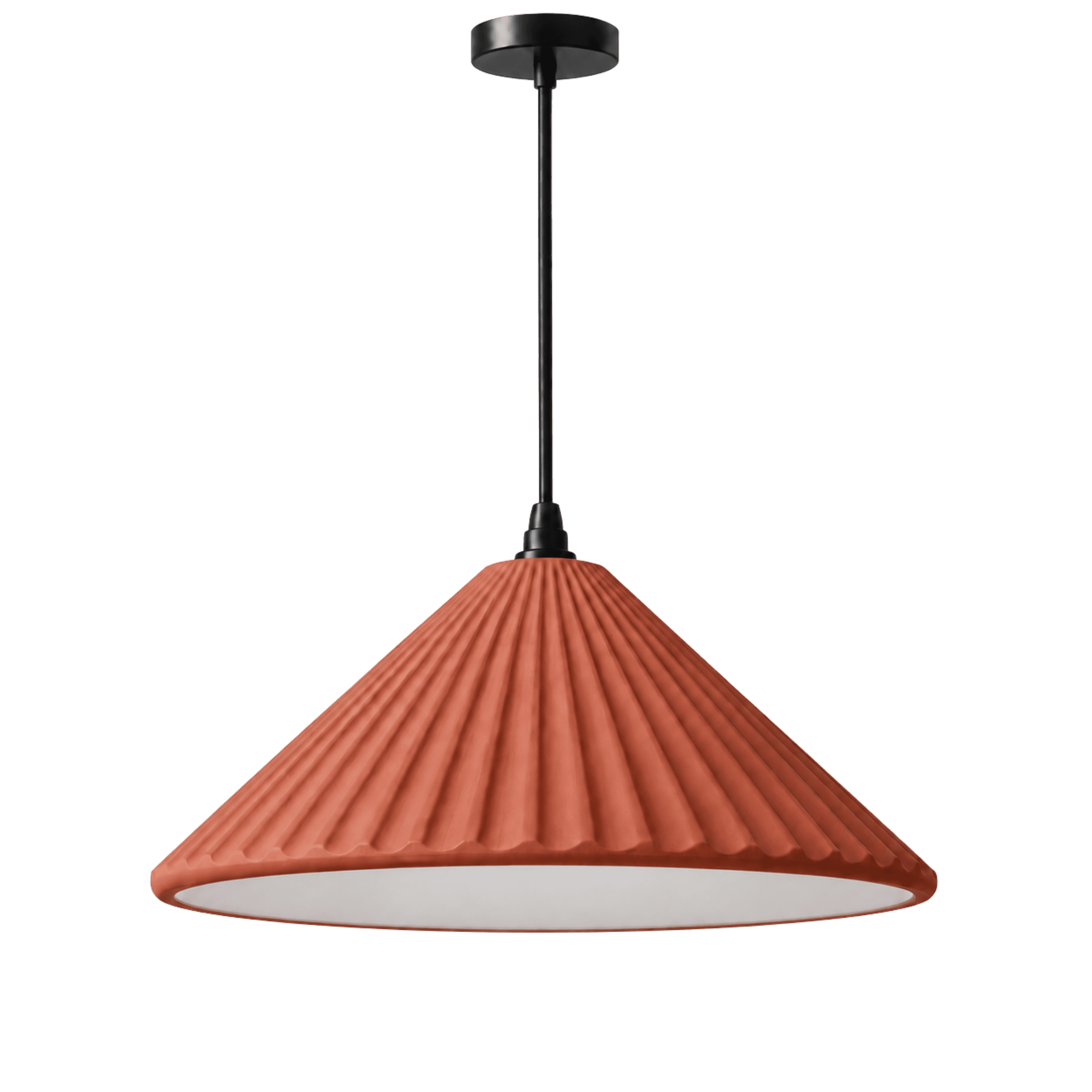 Ribbed Concrete Cone Pendant Light