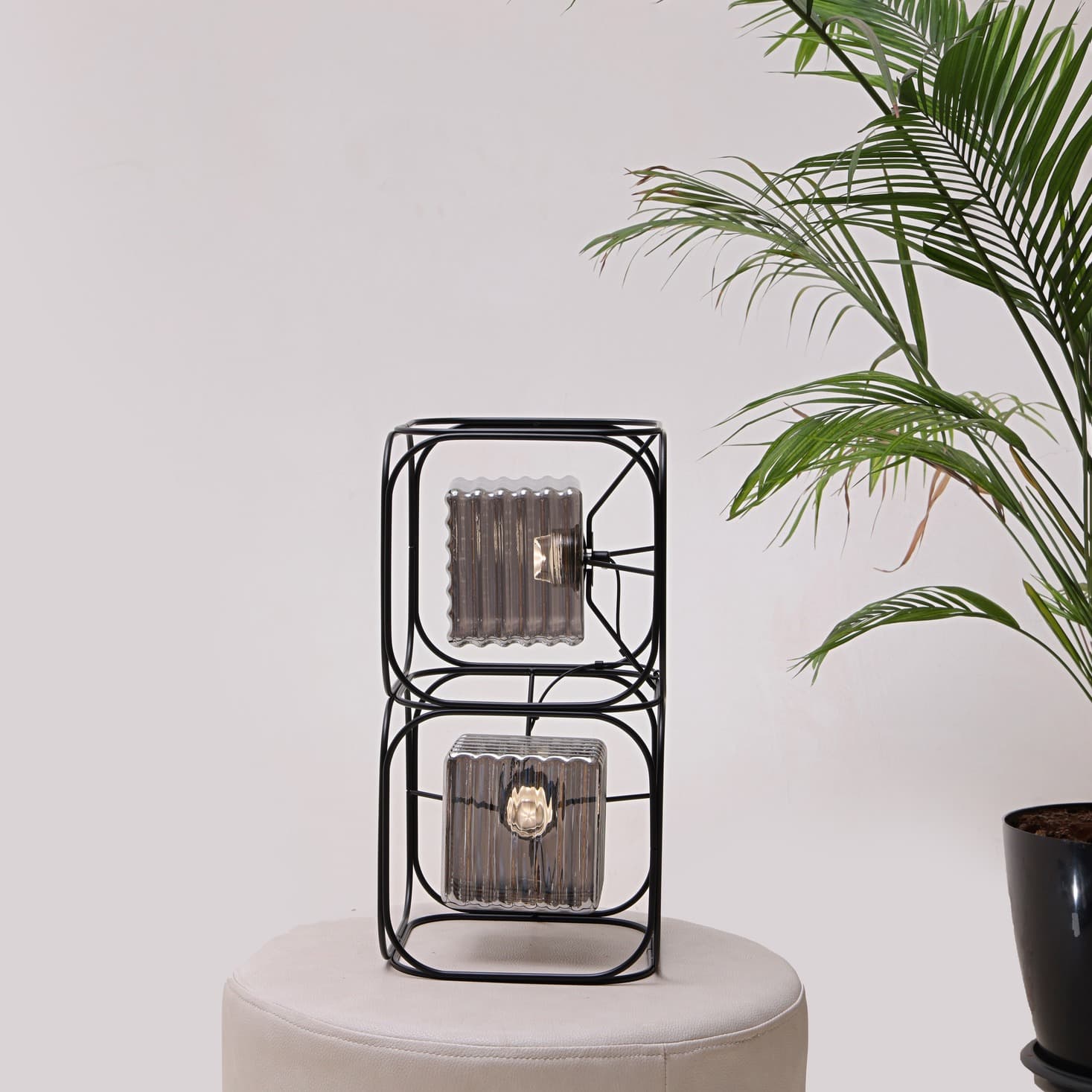 LitMeUp LED Cage Table Lamp with Ribbed Shades view 3