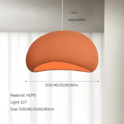 Japandi Orange Cloud Pendant Light view 2