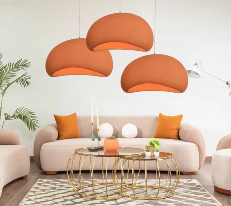 Japandi Orange Cloud Pendant Light view 3