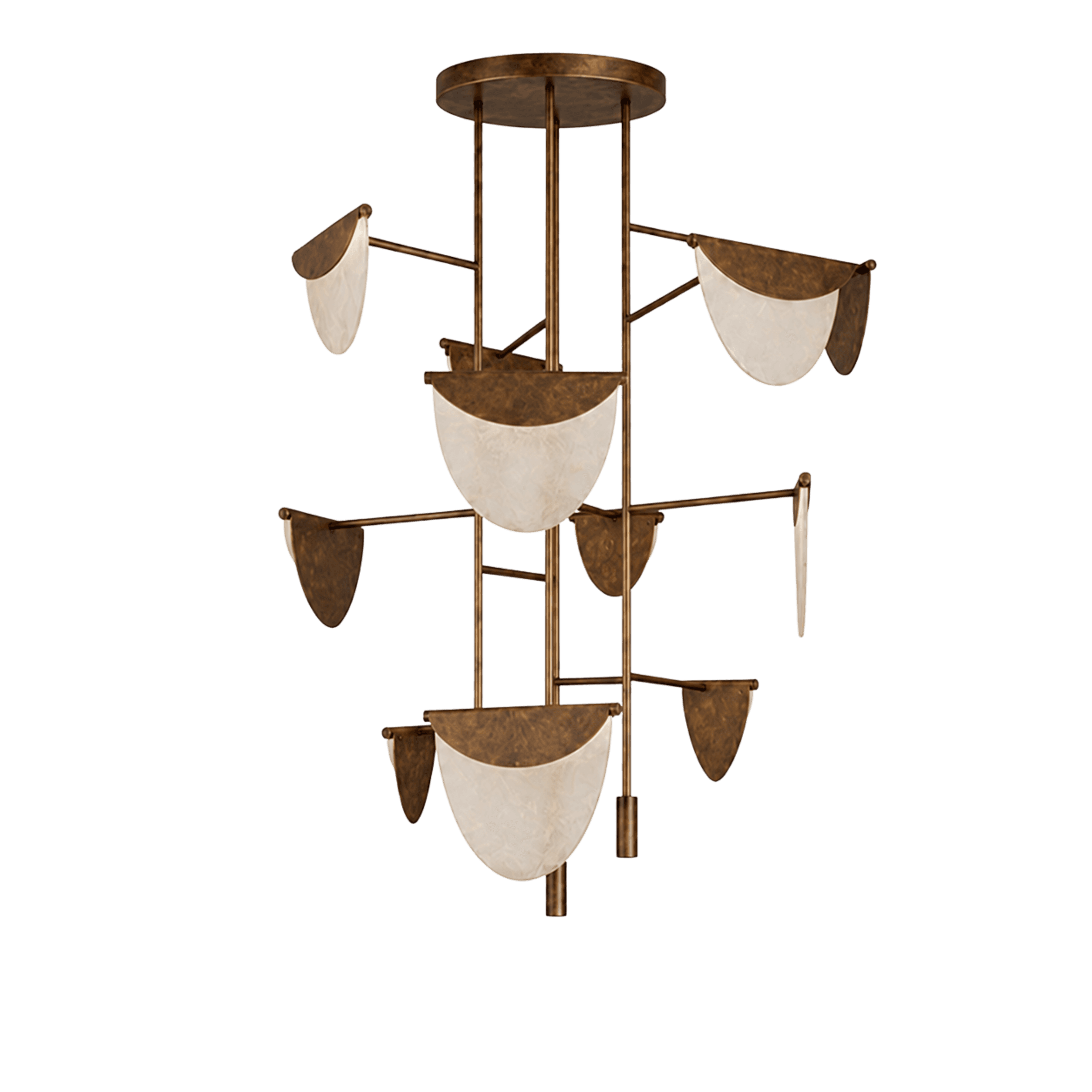 Copper Shell Tiered LED Chandelier Light